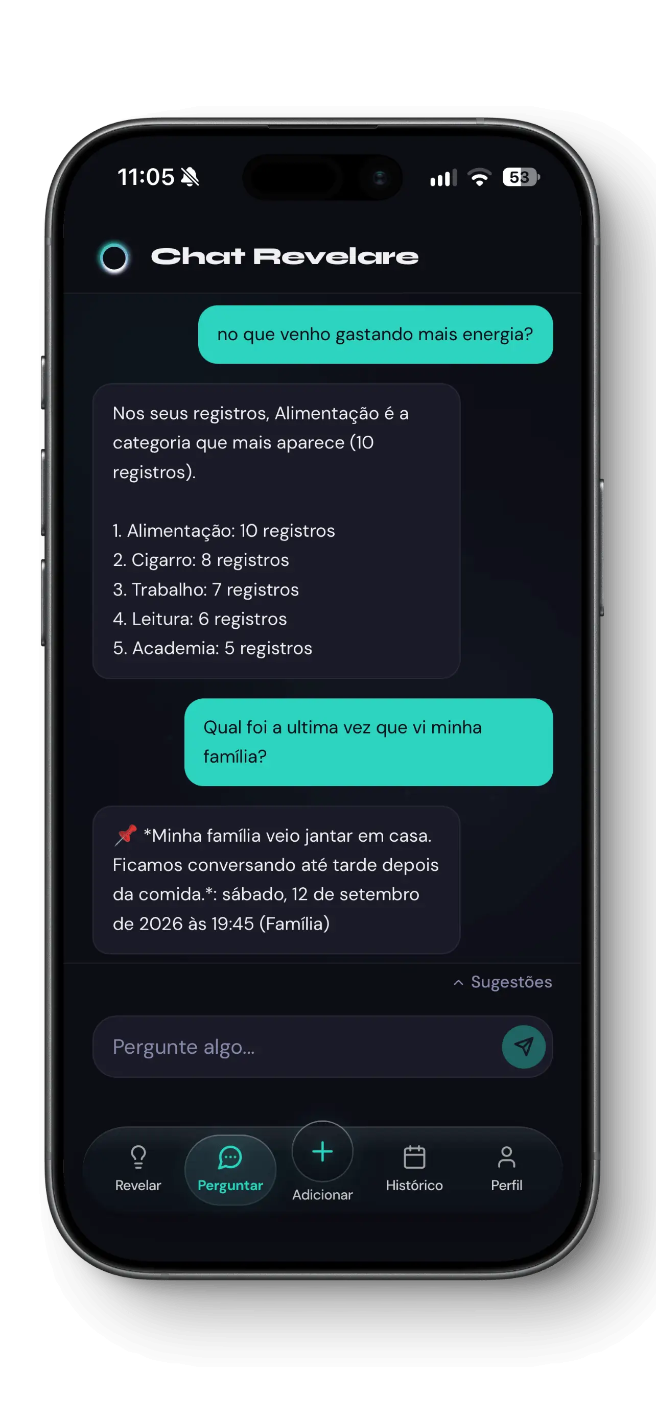 Momento de revelação com Chat do Revelare