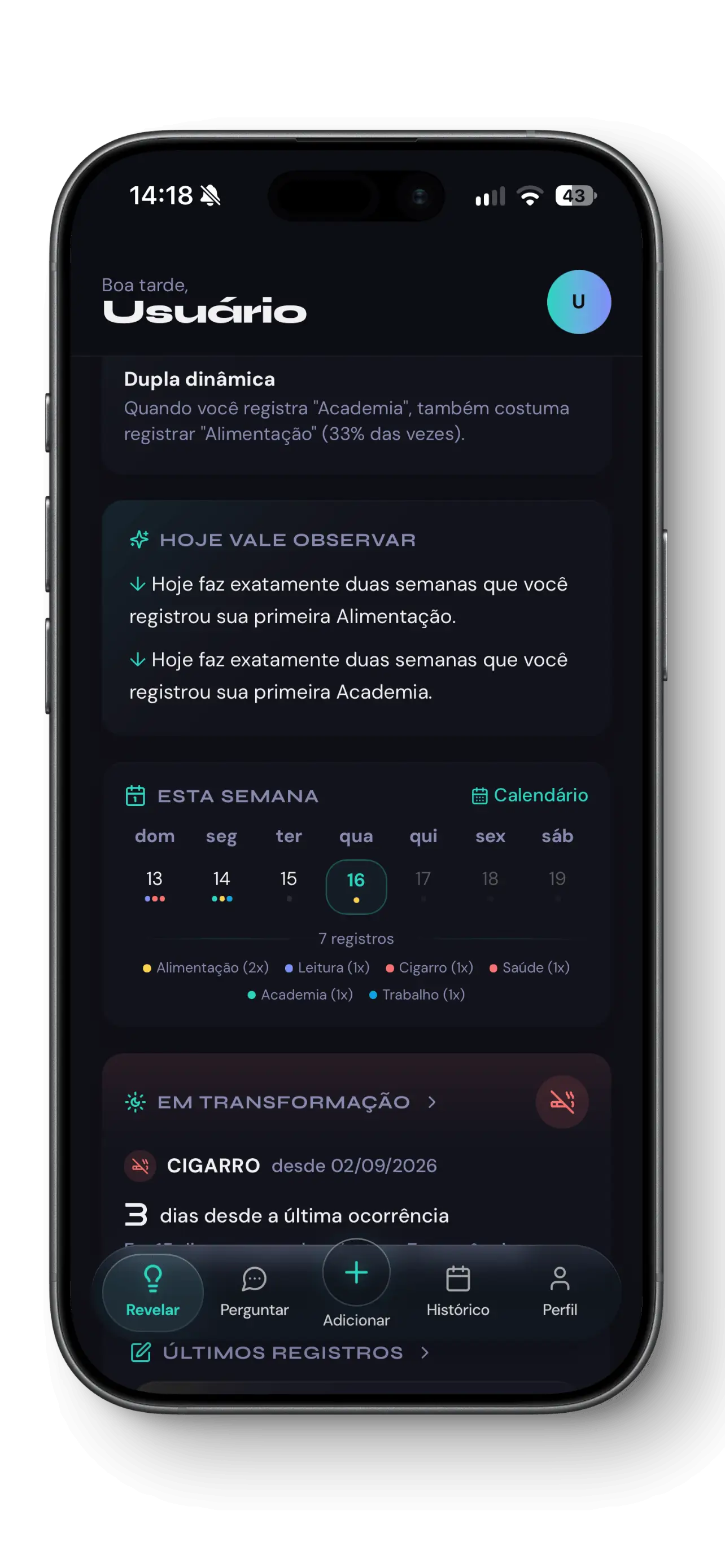 Tela principal do Revelare